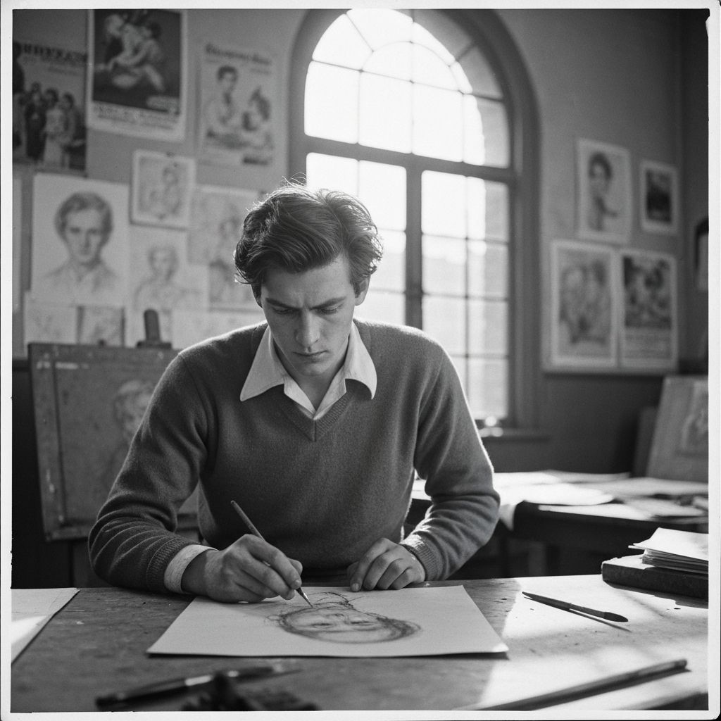 Plate étudiant aux beaux-arts, Paris, 1945